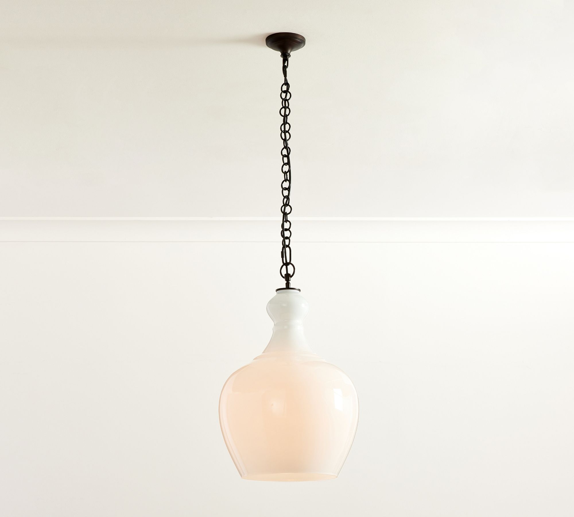 Lawson Glass Pendant Light - Recycled & Milk Glass with Bronze Accent