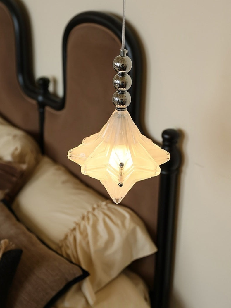 Art Deco Astris Elara Star Pendant Light-Frosted Glass Pendant with Geometric Style