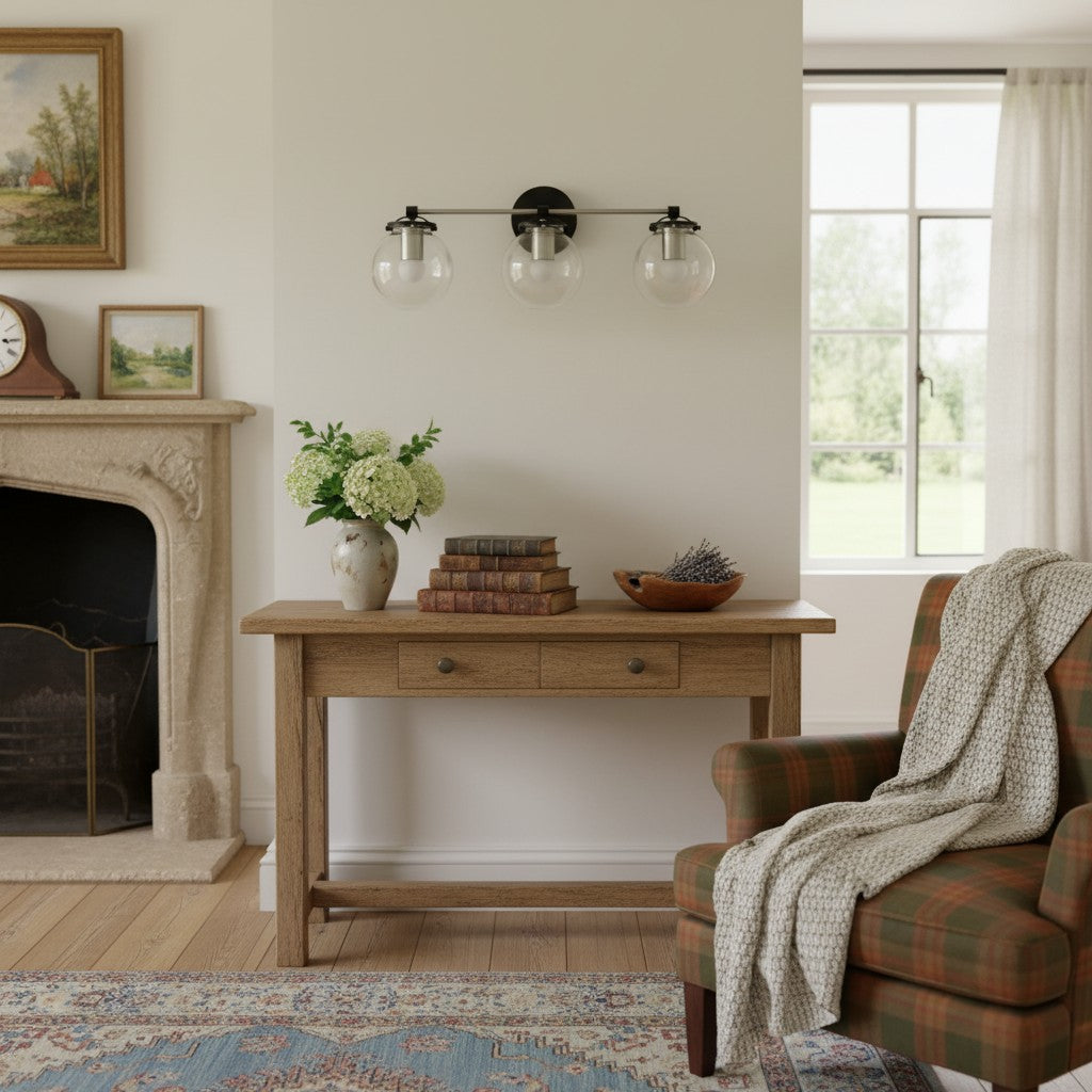 Glorica Glass 3 Shade Globe Vanity Light - Soft Bathroom Light Fixture