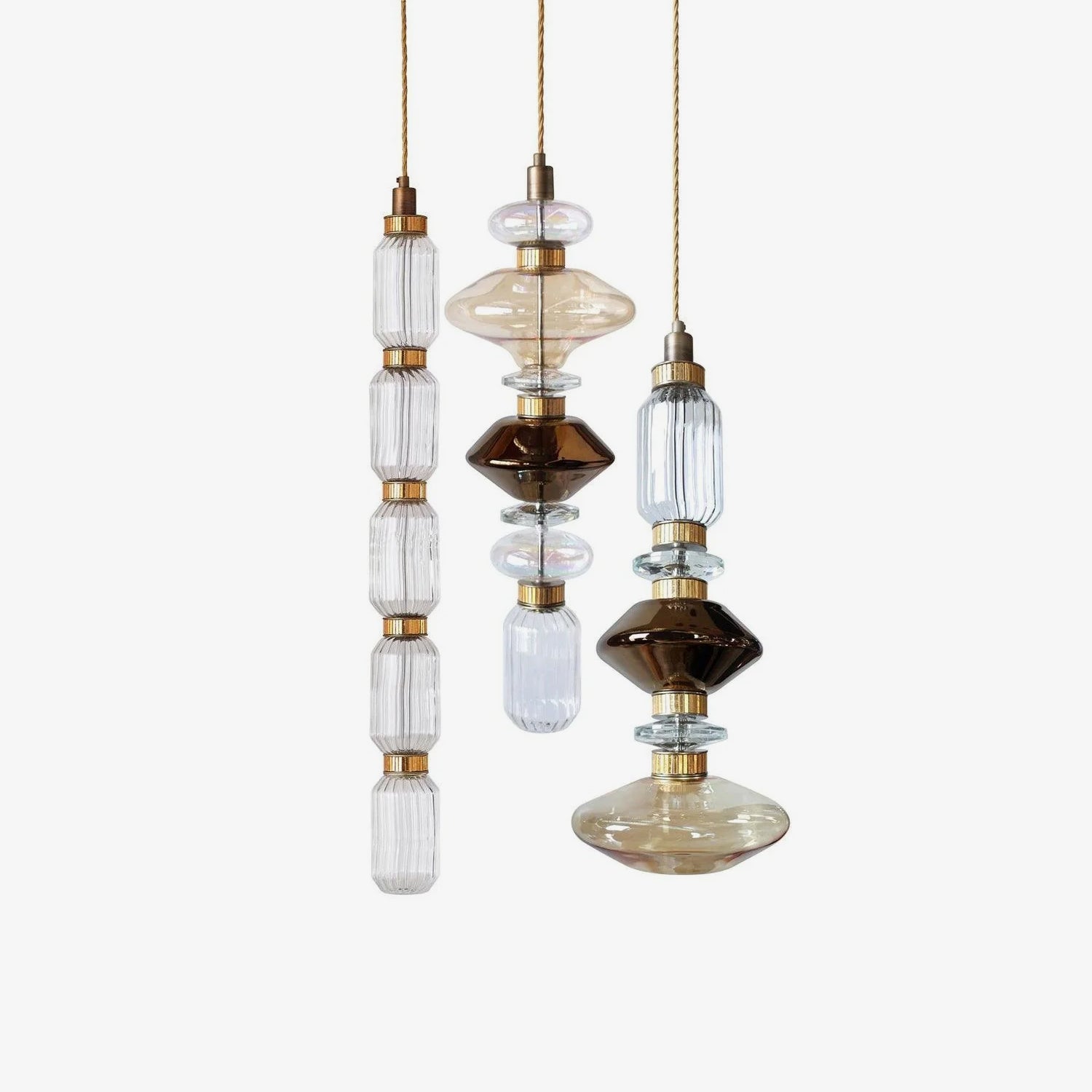Sleek Hanging Light - Iron Metal Glass Gold Clear Hardwired Atmosphere