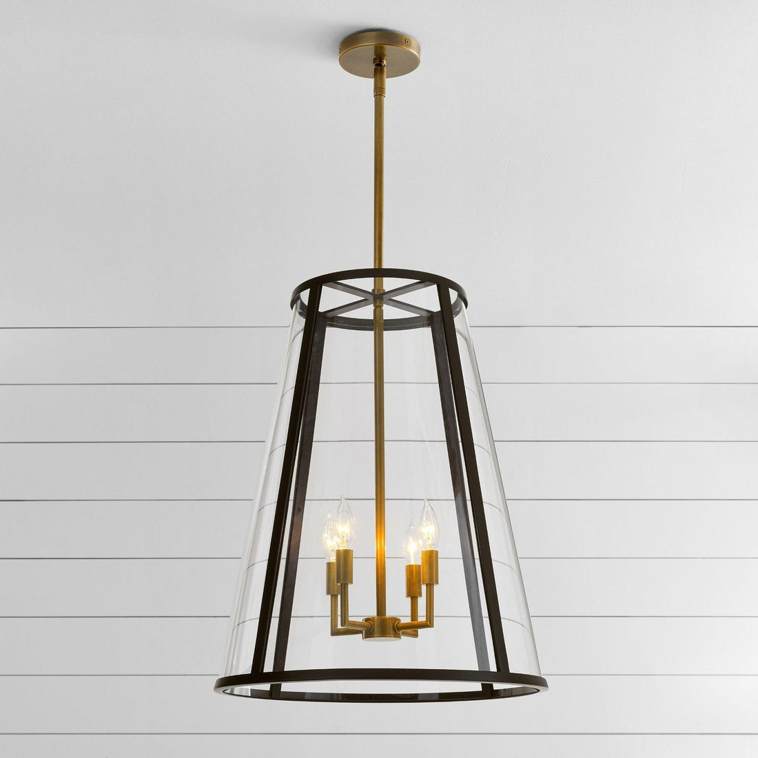 Lanterne d'extérieur moderne en fer Ferrix - Luminaire industriel en verre