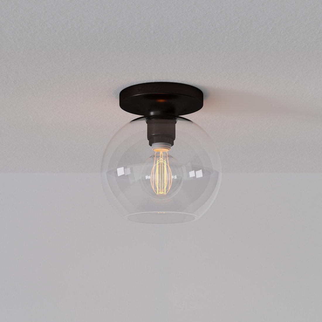 Selvion Modern Globe Ceiling Light - Damp-Rated Bathroom Lighting - Luxe Glass Shade