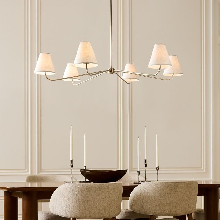 Fibura Modern Linen Chandelier - Metal Linear Light for Dining Room