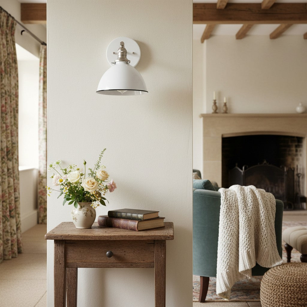 Conique Metal  Wall Sconce - White Metal Shade - Industrial Modern Lighting