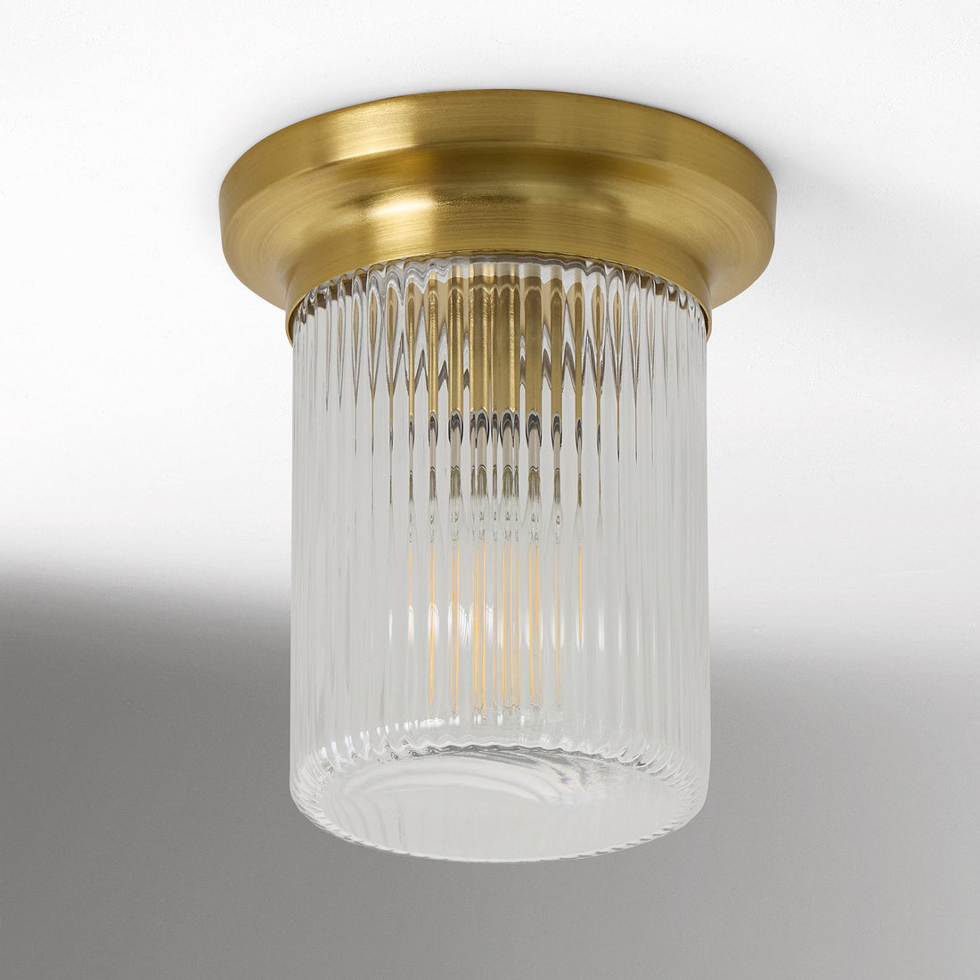 Plafonnier encastré en verre cannelé Rivora – Plafonnier robuste et nervuré