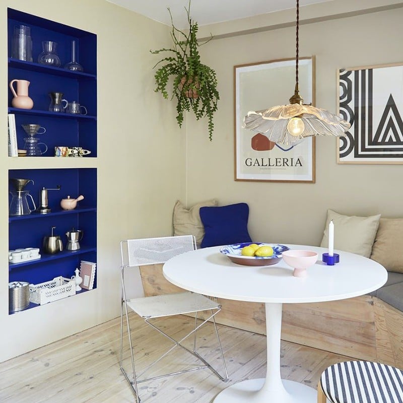 Retro Lotus Glass Pendant Light For bedroom