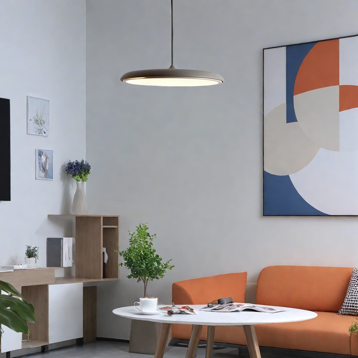 Macaron Pendant Light - Contemporary Dark Blue Metal Acrylic Decor