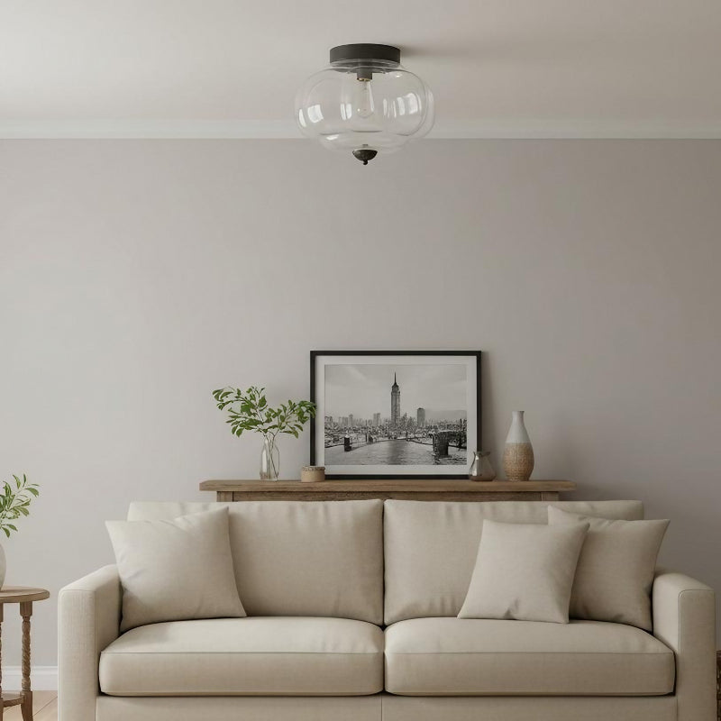 Eloise Milk Glass Ceiling Light - Retro Brass Ceiling Lamp for Hallway