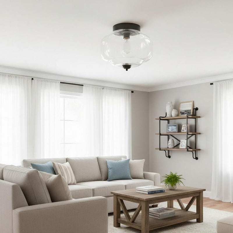 Eloise Milk Glass Ceiling Light - Retro Brass Ceiling Lamp for Hallway