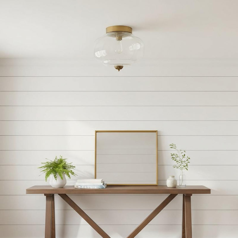 Eloise Milk Glass Ceiling Light - Retro Brass Ceiling Lamp for Hallway