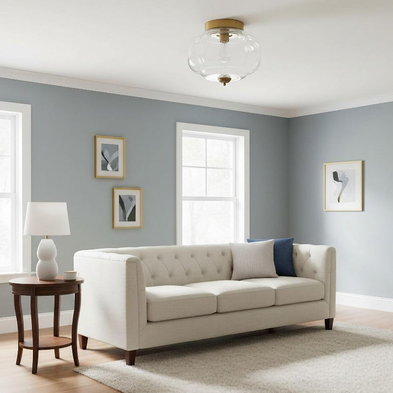 Eloise Milk Glass Ceiling Light - Retro Brass Ceiling Lamp for Hallway