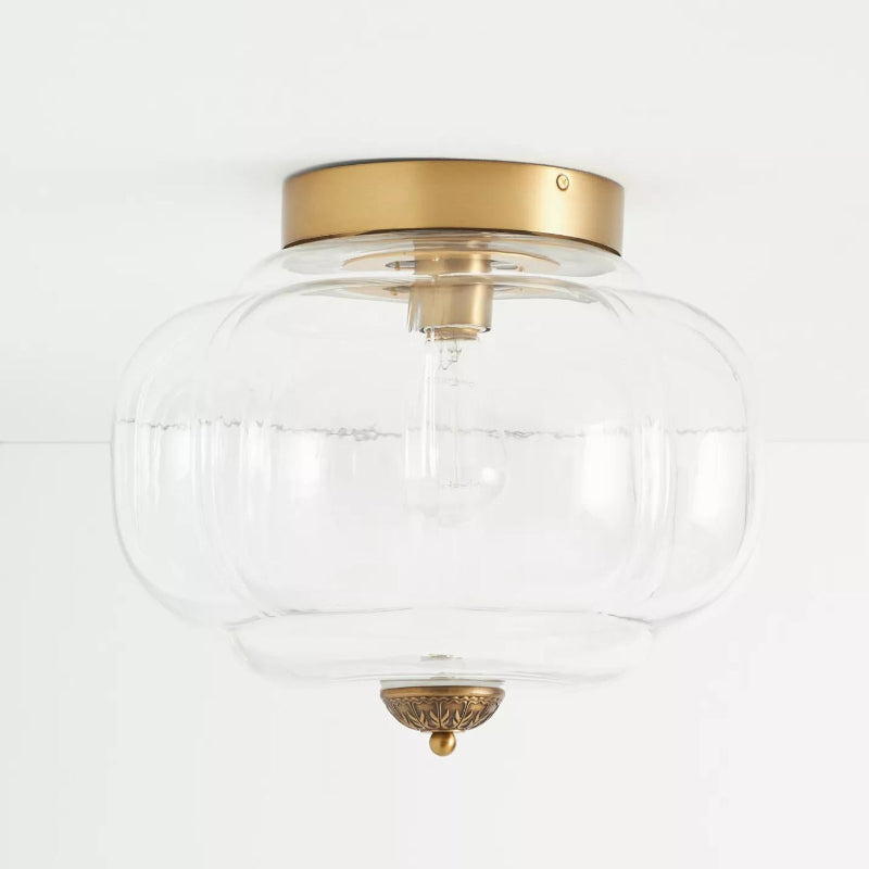 Eloise Milk Glass Ceiling Light - Retro Brass Ceiling Lamp for Hallway