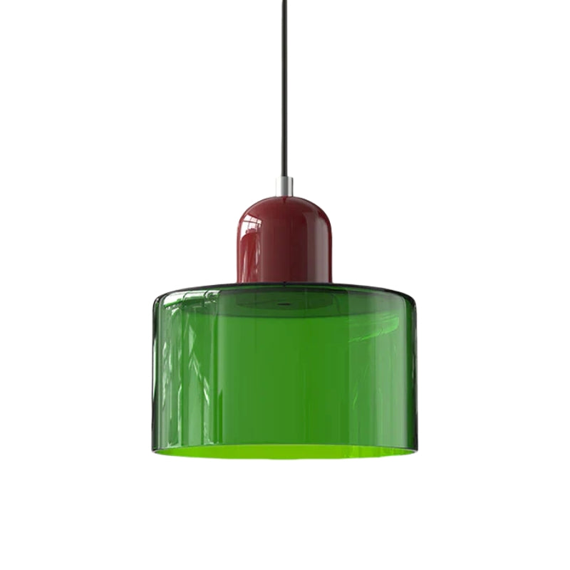 Morandi Cylinder Glass Pendant Light – Minimalist Disc Glass Lamp