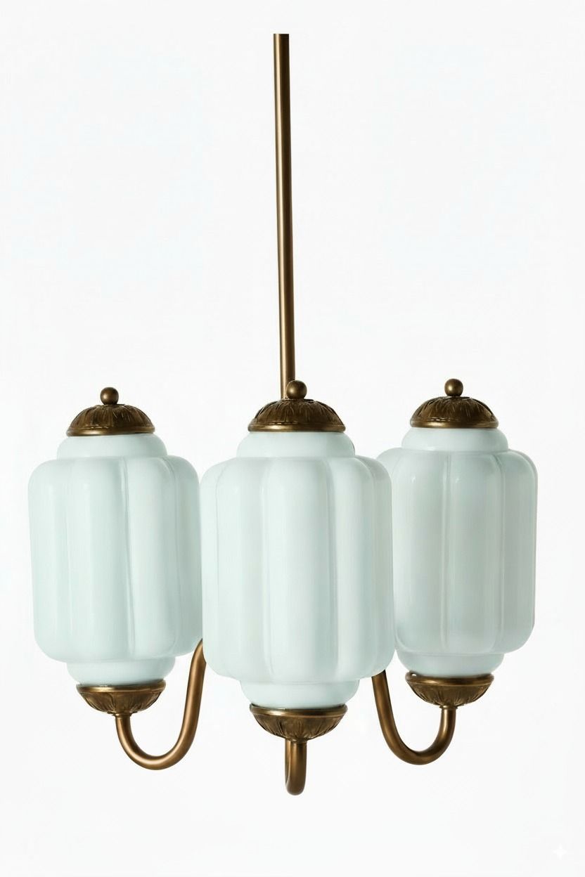 Eloise Vintage Glass Chandelier - Milk Glass Home Accent