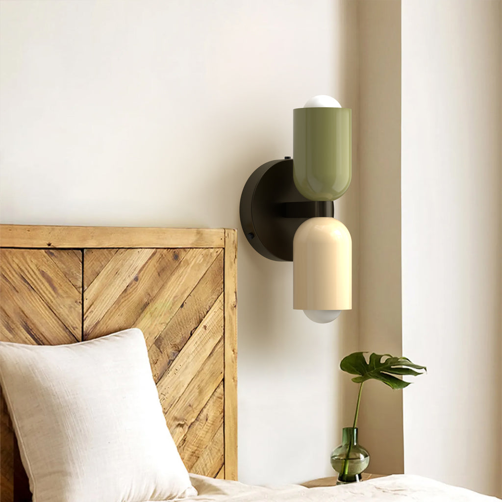 Applique murale à double tête de style morandique – Métal elliptique, multicolore