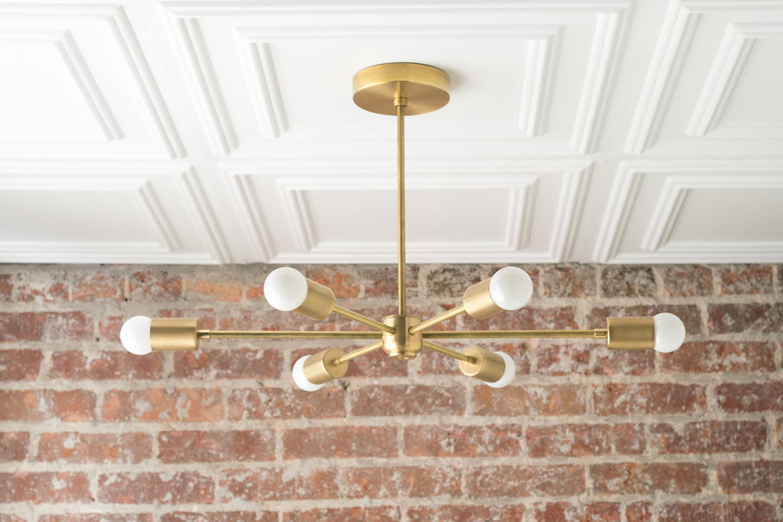 Mobilux Line Mid Century Modern Chandelier - 6 Heads Hanging Ceiling Light
