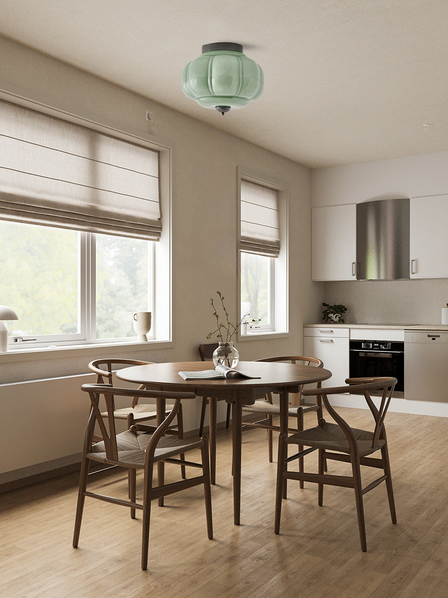 Plafonnier élégant en verre vert
