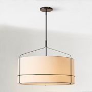 Horelia Linen Drum Pendant Light - Industrial Metal Light for Bedroom