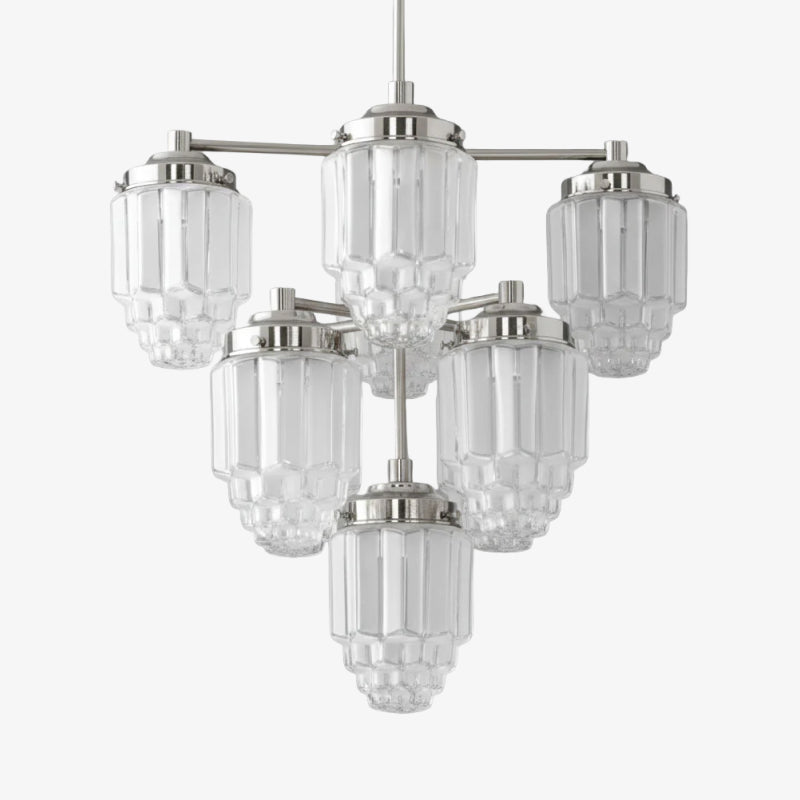 Tierlux Glass Textured Brass Chandelier – Timeless Lighting with Style