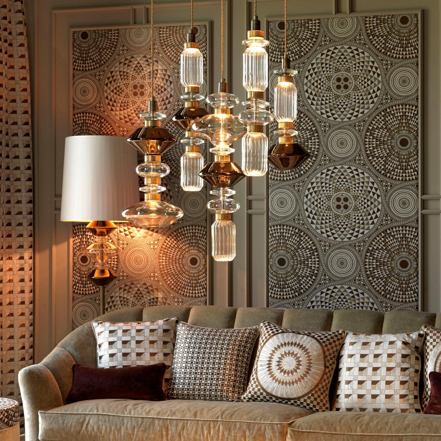 Sleek Hanging Light - Iron Metal Glass Gold Clear Hardwired Atmosphere