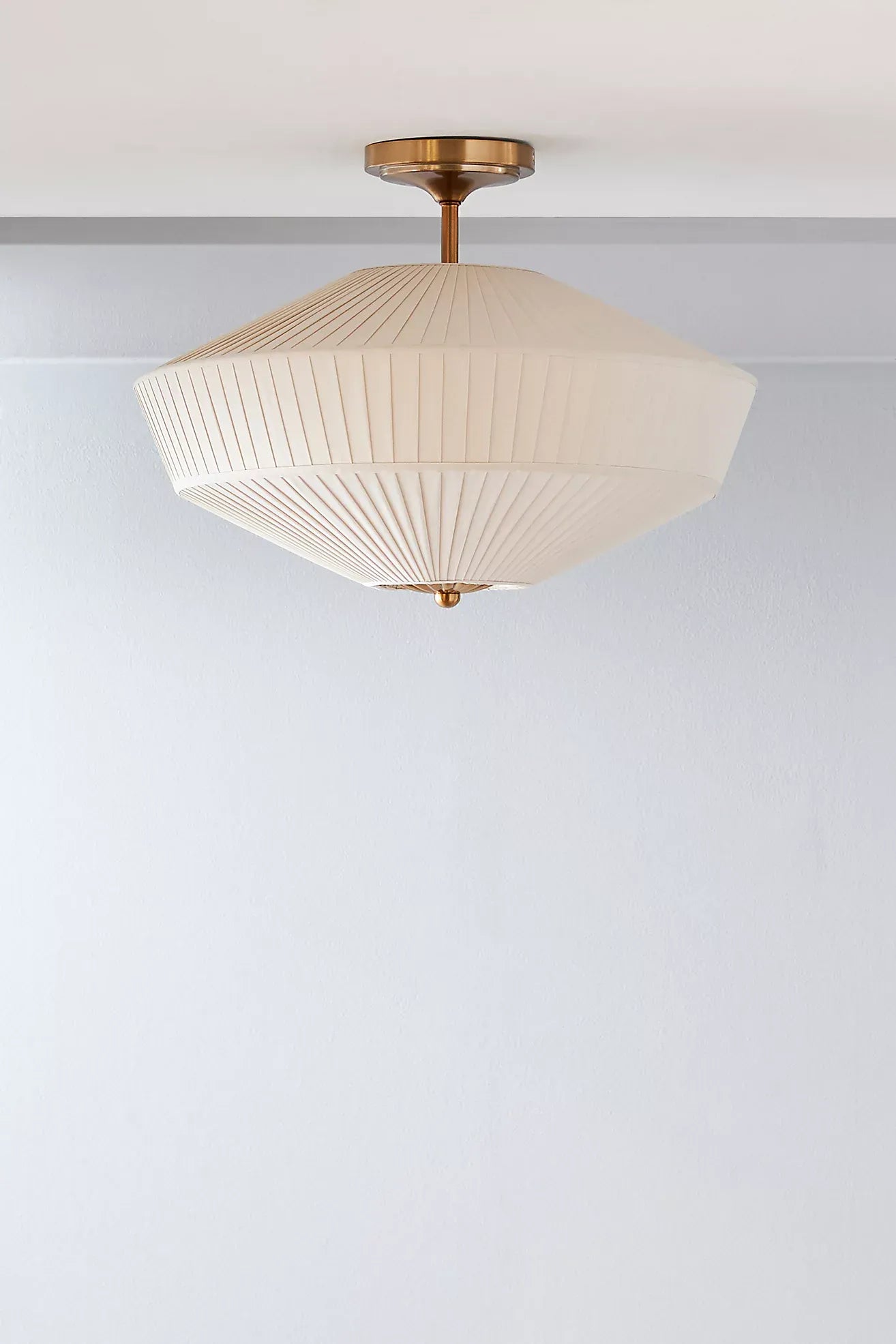 Elumina Modern Fabric Ceiling Lamp - Brass Flush Mount for Dining Room