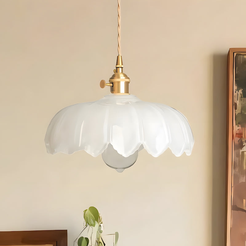 Glass Petal Pendant Lamp – Rustic Style Flower Design Light