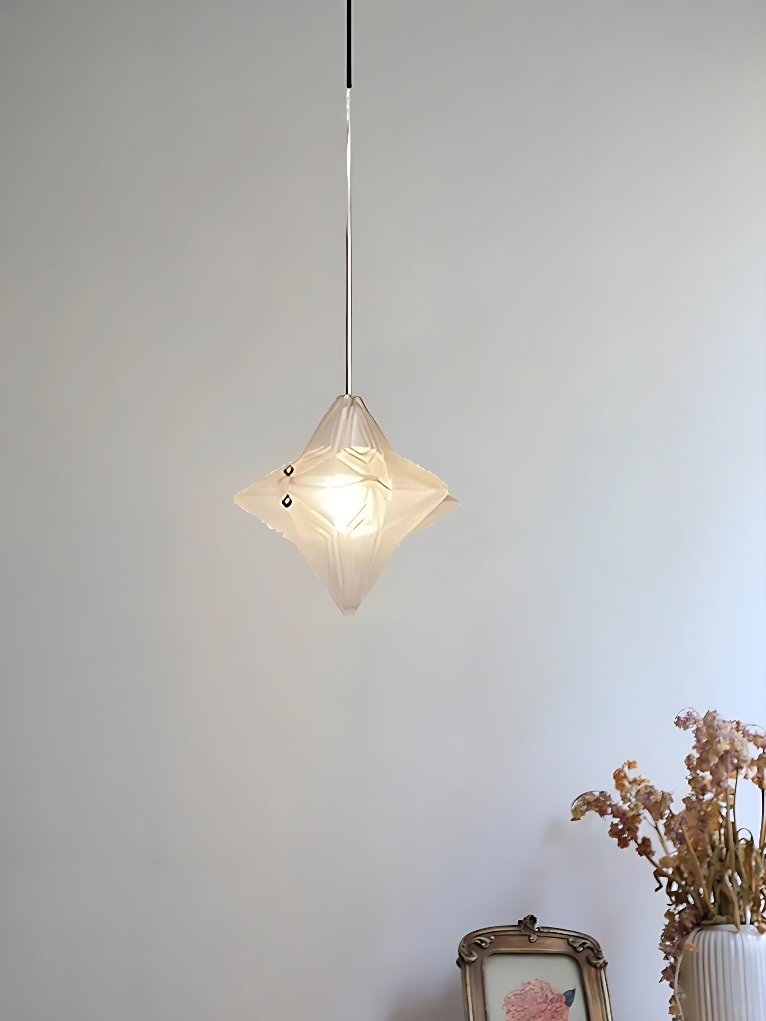 Art Deco Astris Elara Star Pendant Light-Frosted Glass Pendant with Geometric Style