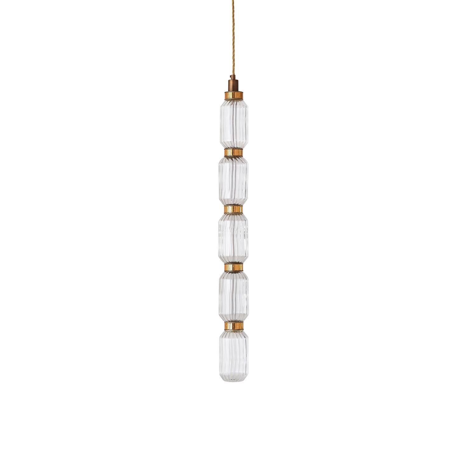 Sleek Hanging Light - Iron Metal Glass Gold Clear Hardwired Atmosphere