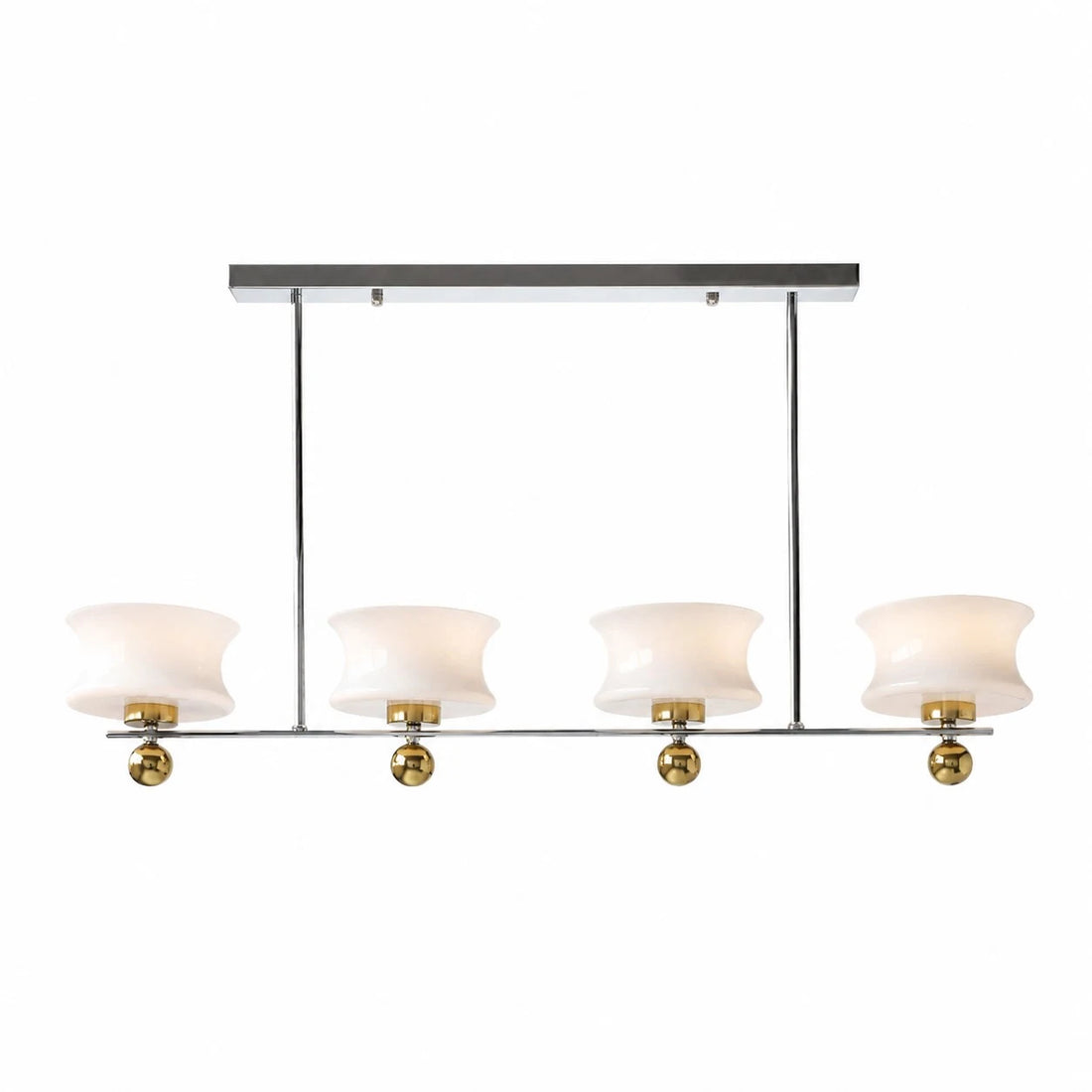 Linear 4-light white glass chandelier