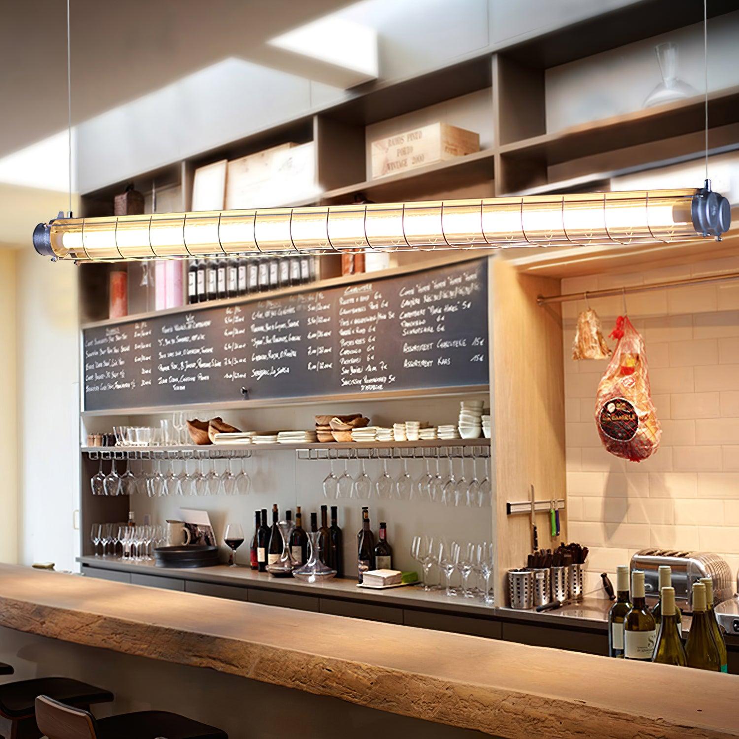 Handcrafted Glass Channel-Set Diffusers Linear Chandelier Sleek Design