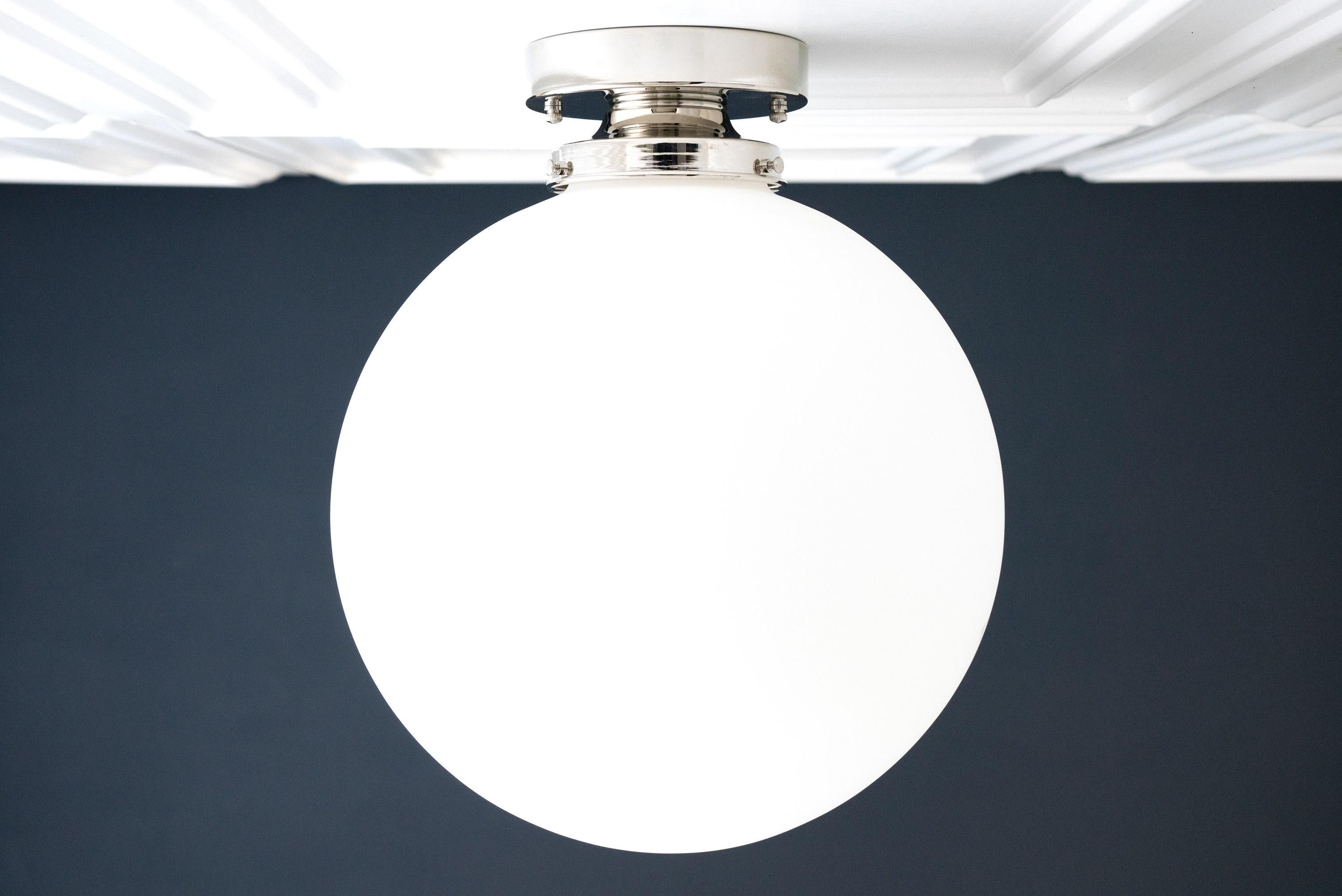 Glorica Glass 12 Inch Globe Ceiling Light - Frosted Glass Art Deco Pendant And Flush Mount