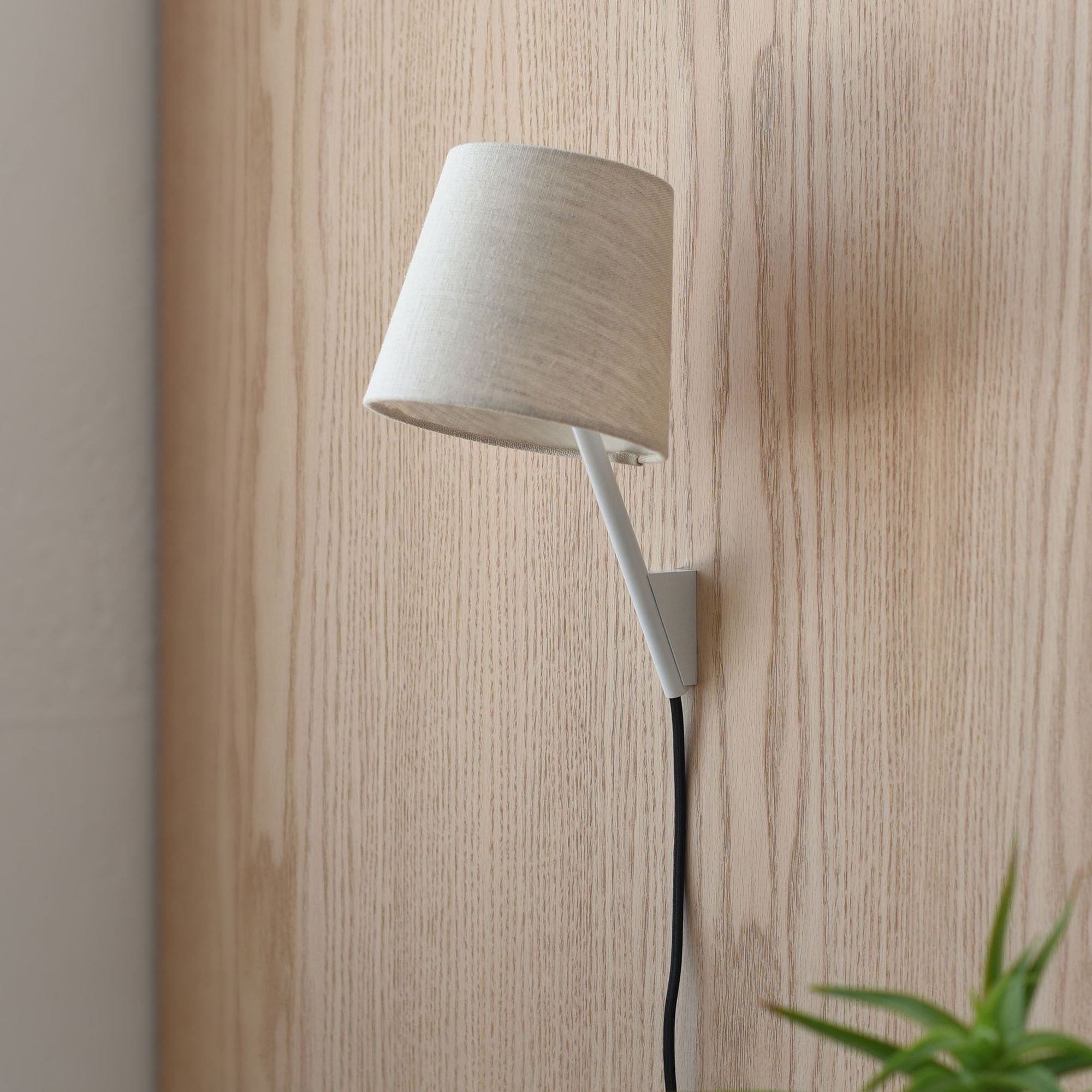 Novira Natural Cotton Sconce - Plug-In Adjustable Lamp for Bedroom