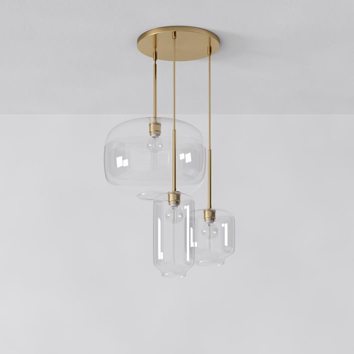 Lumivelle Pebble Glass Chandelier - 3-Light Modern Pendant Style