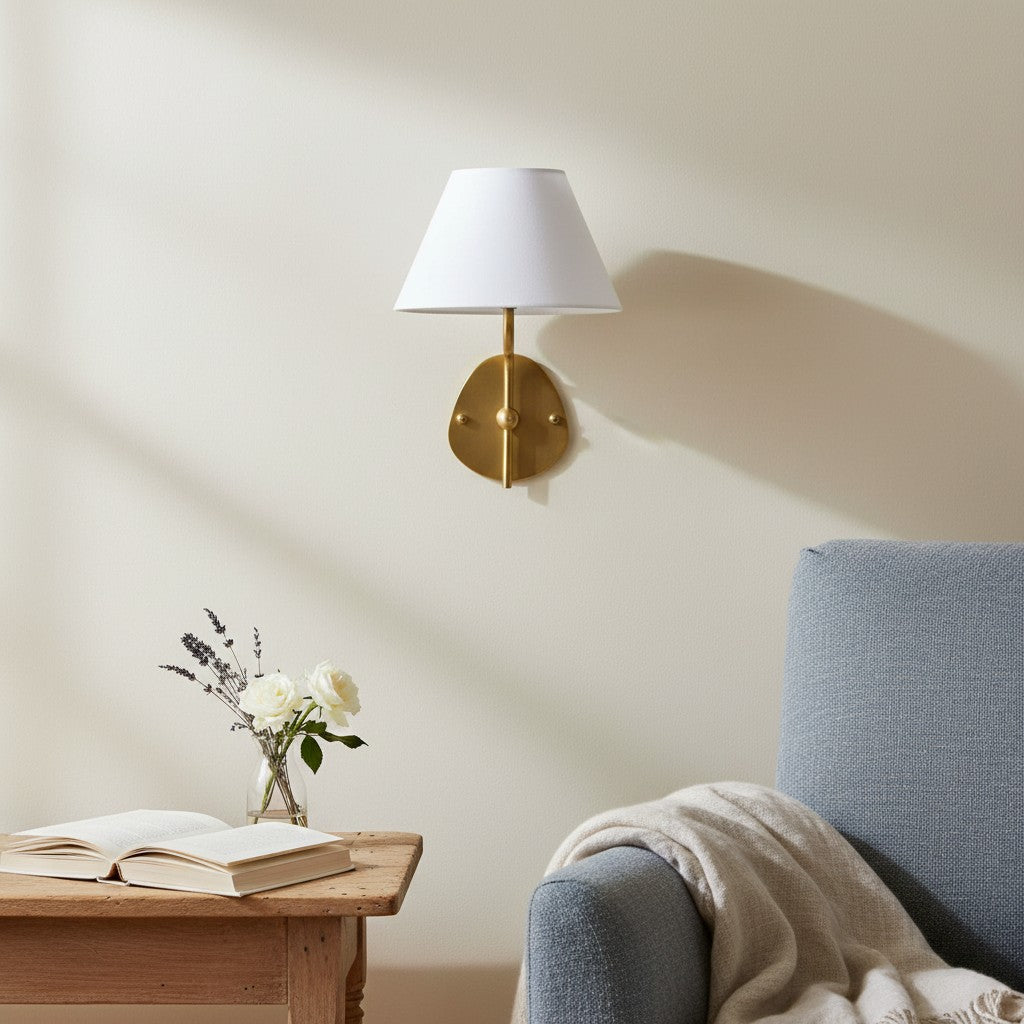 Kulo Fabric Wall Light-Modern Double Arm Linen Wall Sconce for Living Room