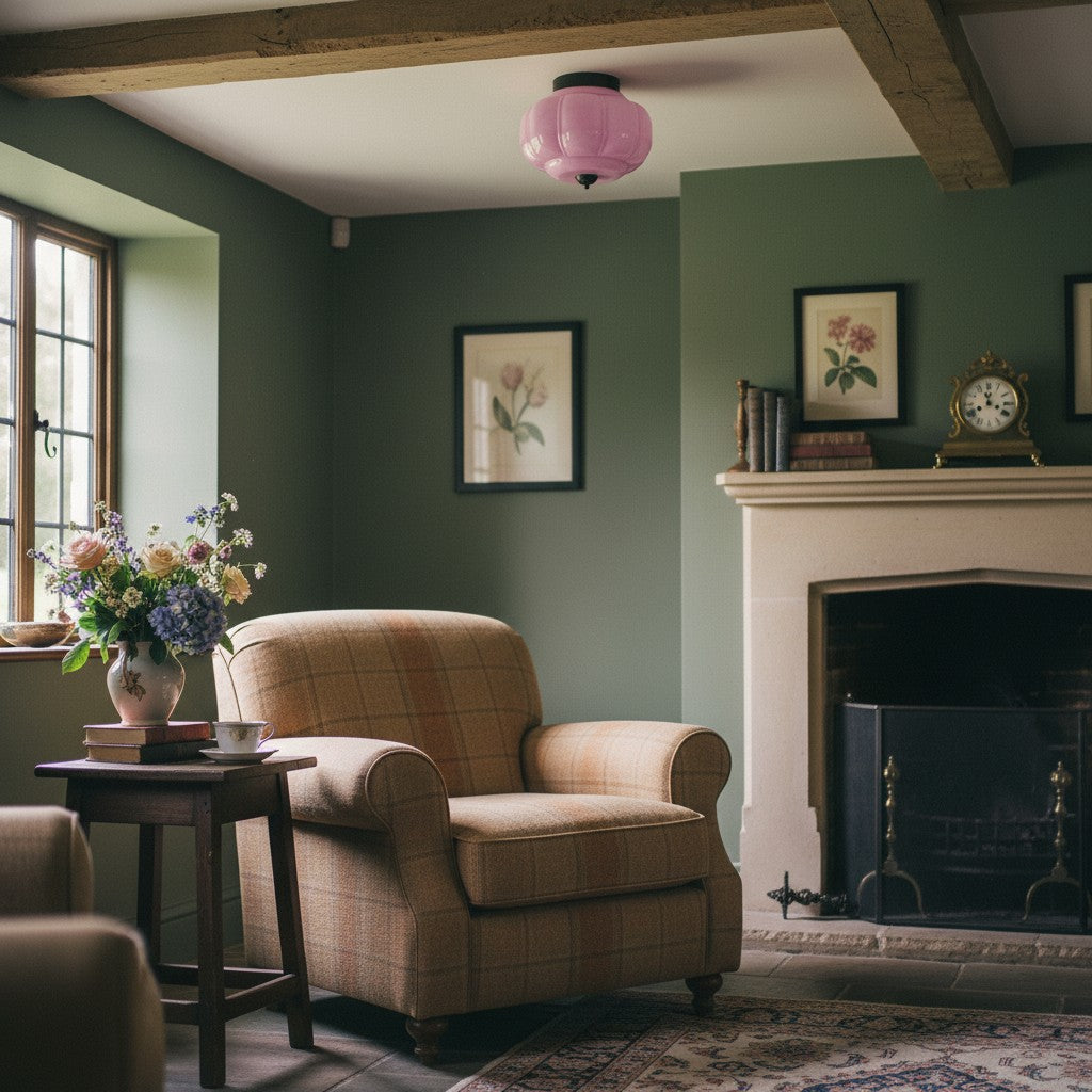 Vintage Eloise Milk Glass Flush Mount Ceiling Light - Vintage Charm Soft Glow