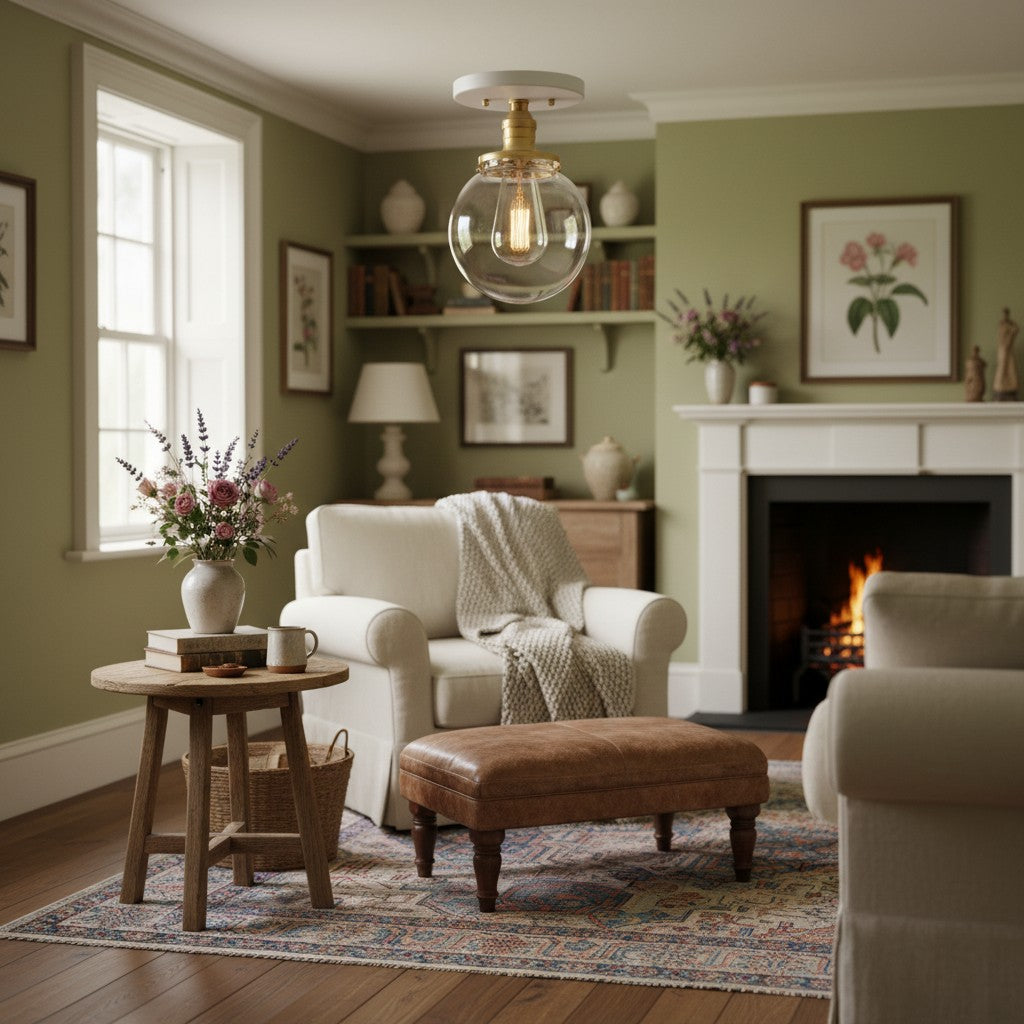 Glorica Glass Retro Globe Ceiling Light - Vintage Industrial Home Lighting