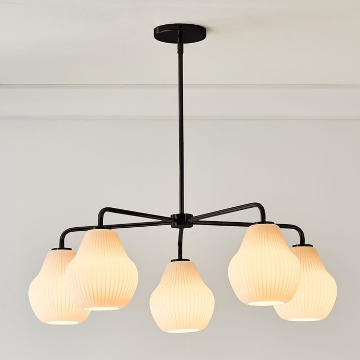 Lustre d'entrée Rivrona à 5 lumières – Éclairage moderne en verre strié