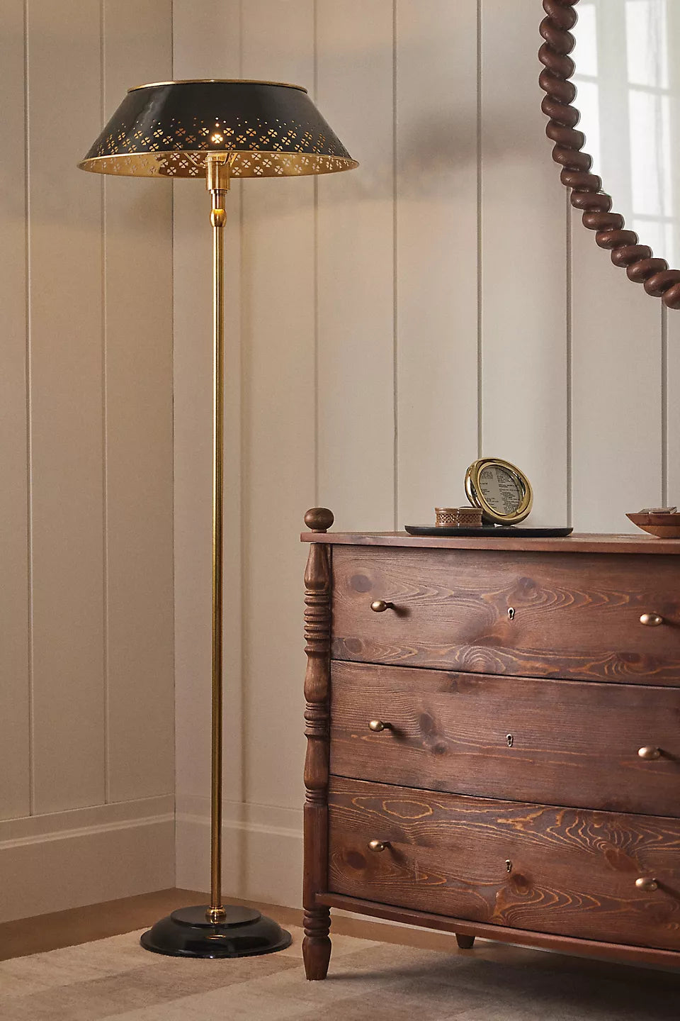 Auriglow Enameled Brass Perforated Floor Lamp - Space Age Style - Home Decor