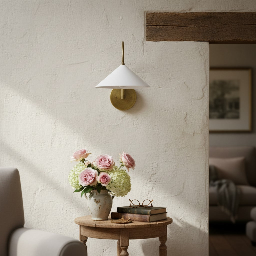 Curva Metal Vintage Wall Sconce  - Elegant Cone Shade for Bedrooms