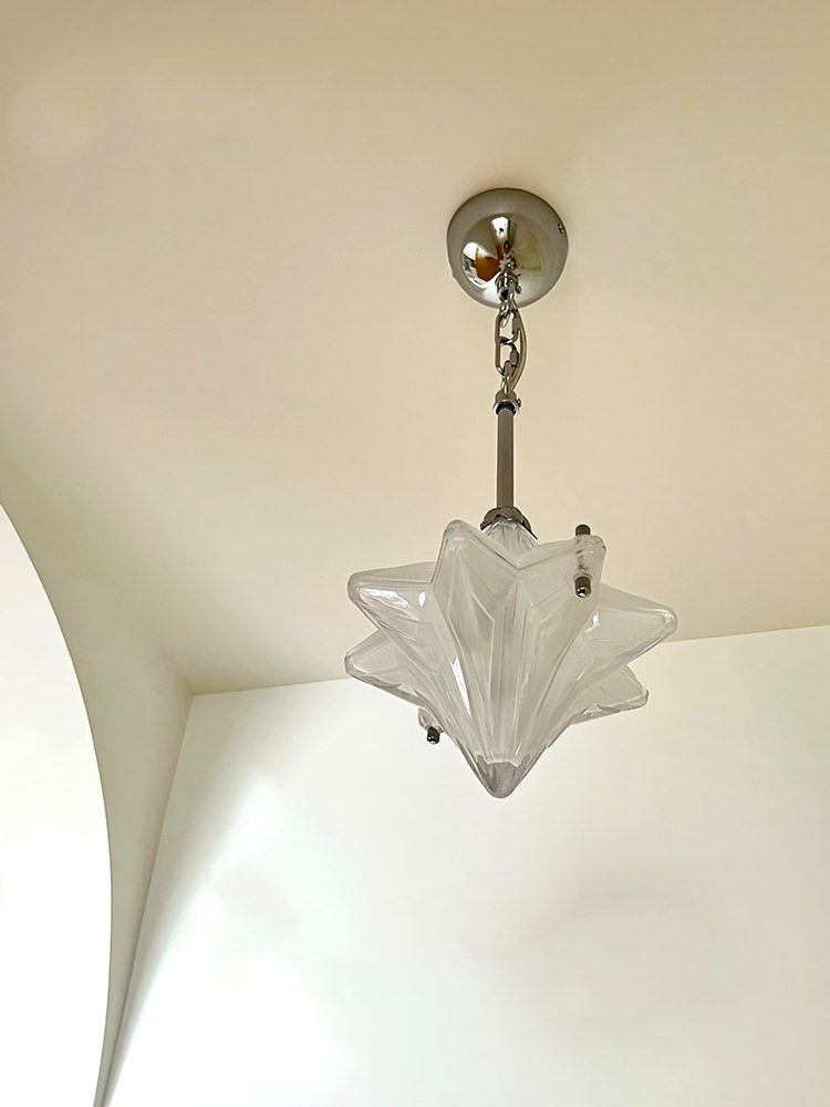 Art Deco Astris Elara Star Pendant Light-Frosted Glass Pendant with Geometric Style