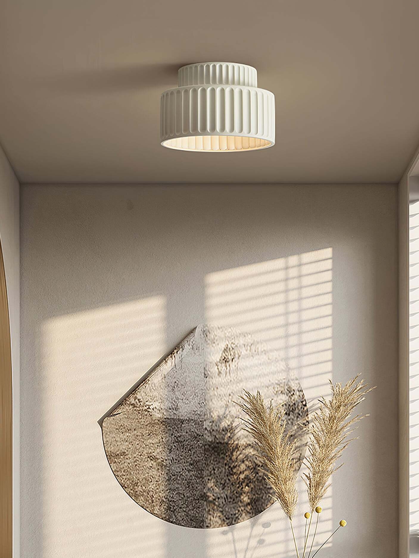 White Resin Rim Acrylic Ceiling Lamp IP20 Environment Indoor