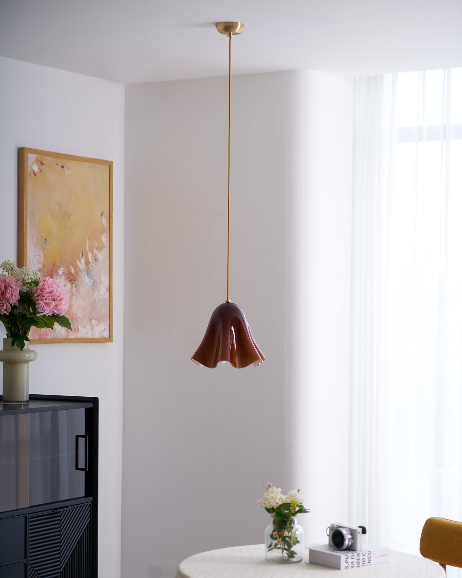 Bellina Artistic Glass Pendant Light - Modern Bloom Inspired Hanging Ceiling Lamp