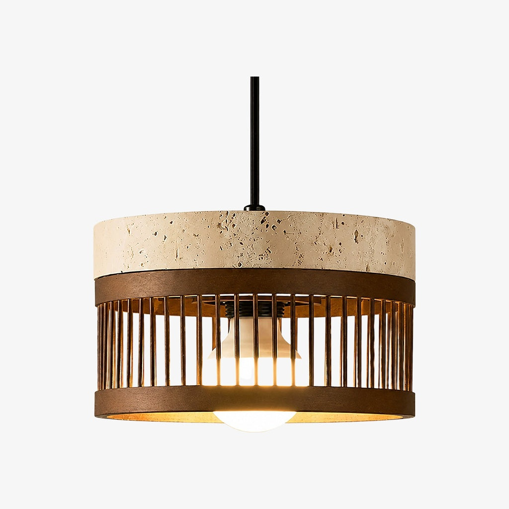 Vintage Travertine Metal Pendant Lamp for Dining Room