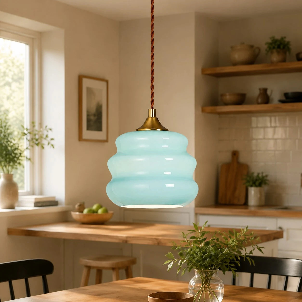 Pendant light over dining table