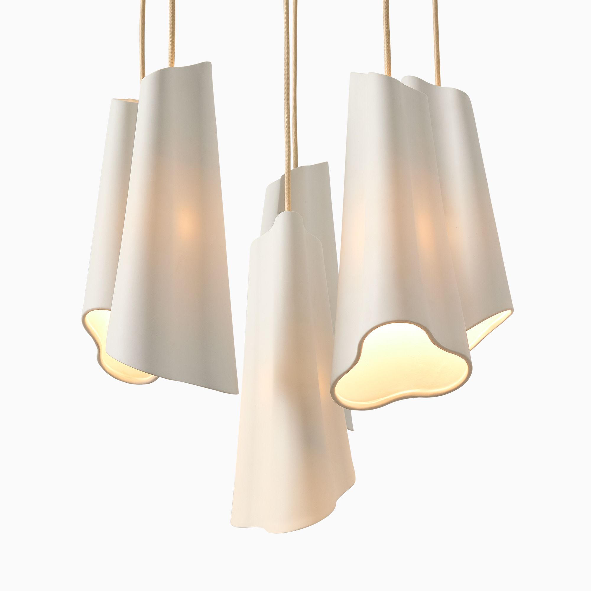 Orovia Ceramic Shade Chandelier – Iron Pendant Adjustable Height Design