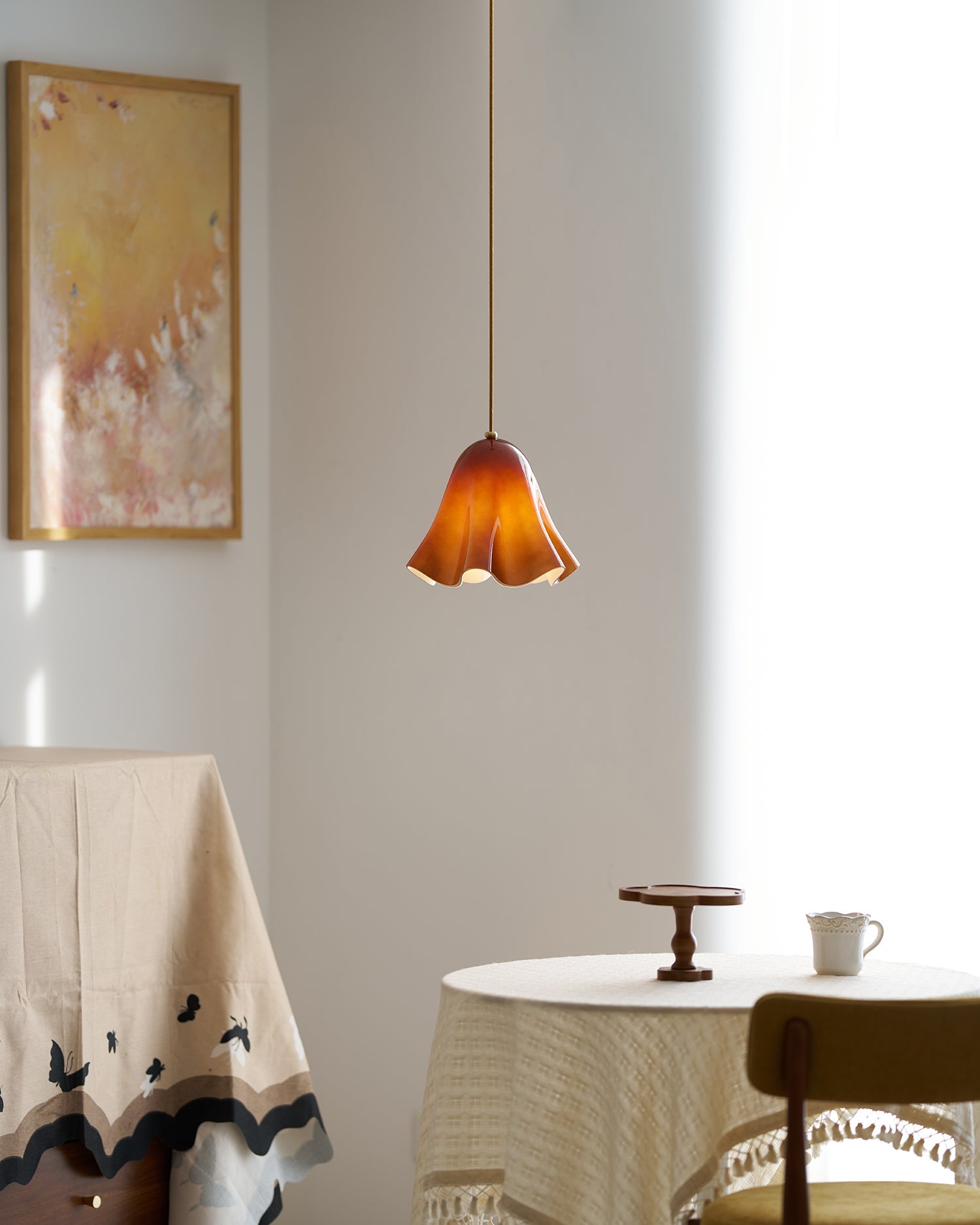 Bellina Artistic Glass Pendant Light - Modern Bloom Inspired Hanging Ceiling Lamp