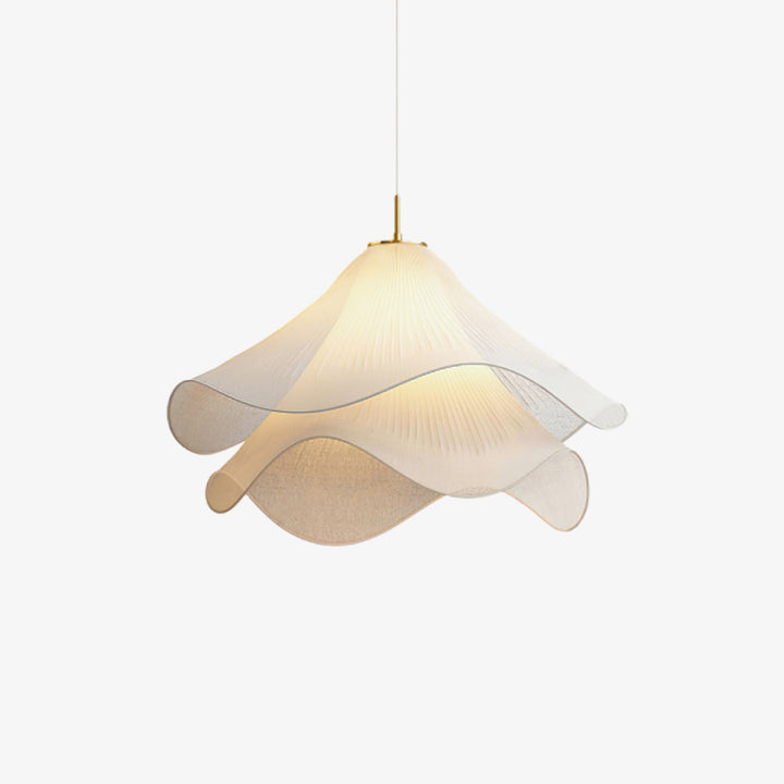 Ethereal Pleated Fabric Bloom Pendant Lamp - French Floral Design Fixture