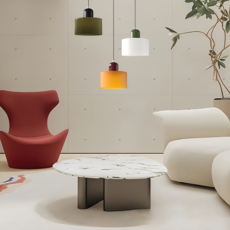 Morandi Cylinder Glass Pendant Light – Minimalist Disc Glass Lamp