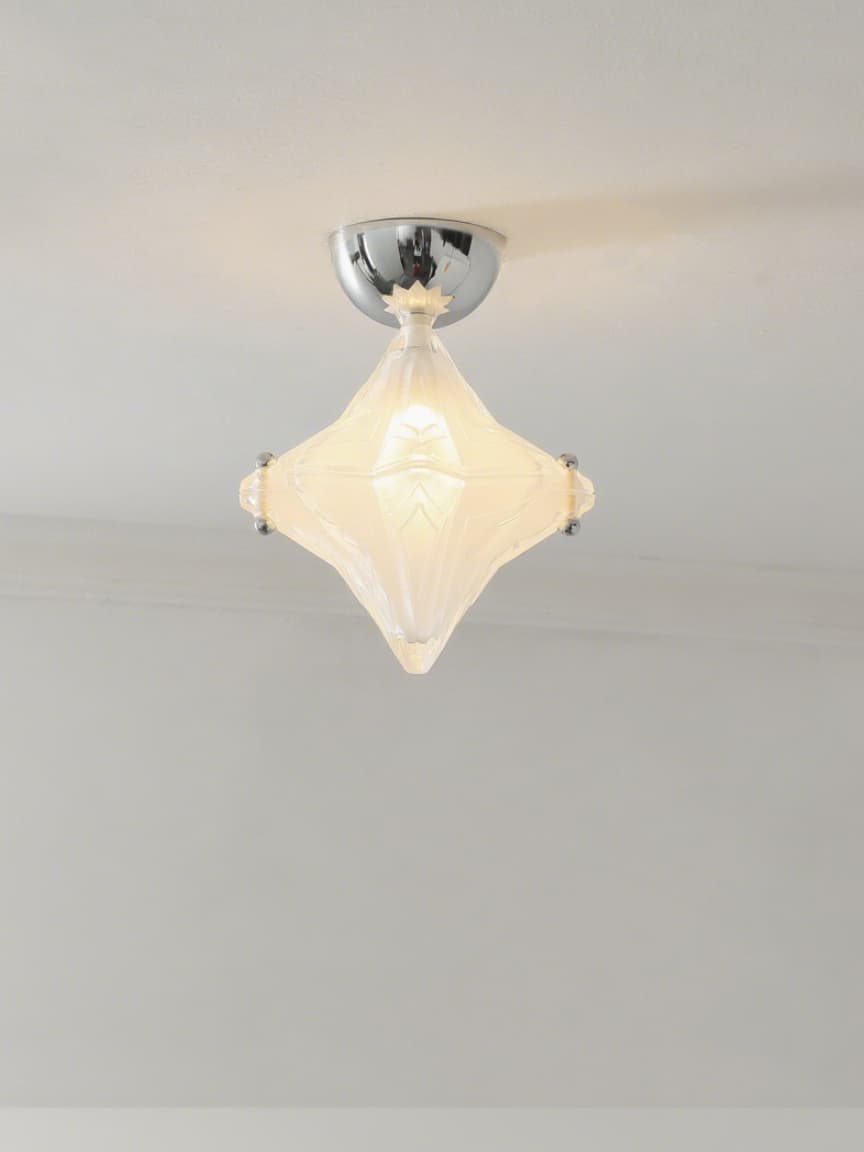 Art Deco Star Ceiling Lamp -Frosted Glass Fixture for Hallway & Entryway -Astris Ceres