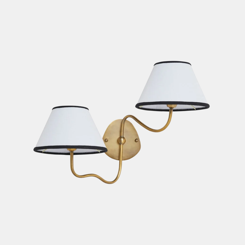 Kulo Fabric Wall Light-Modern Double Arm Linen Wall Sconce for Living Room